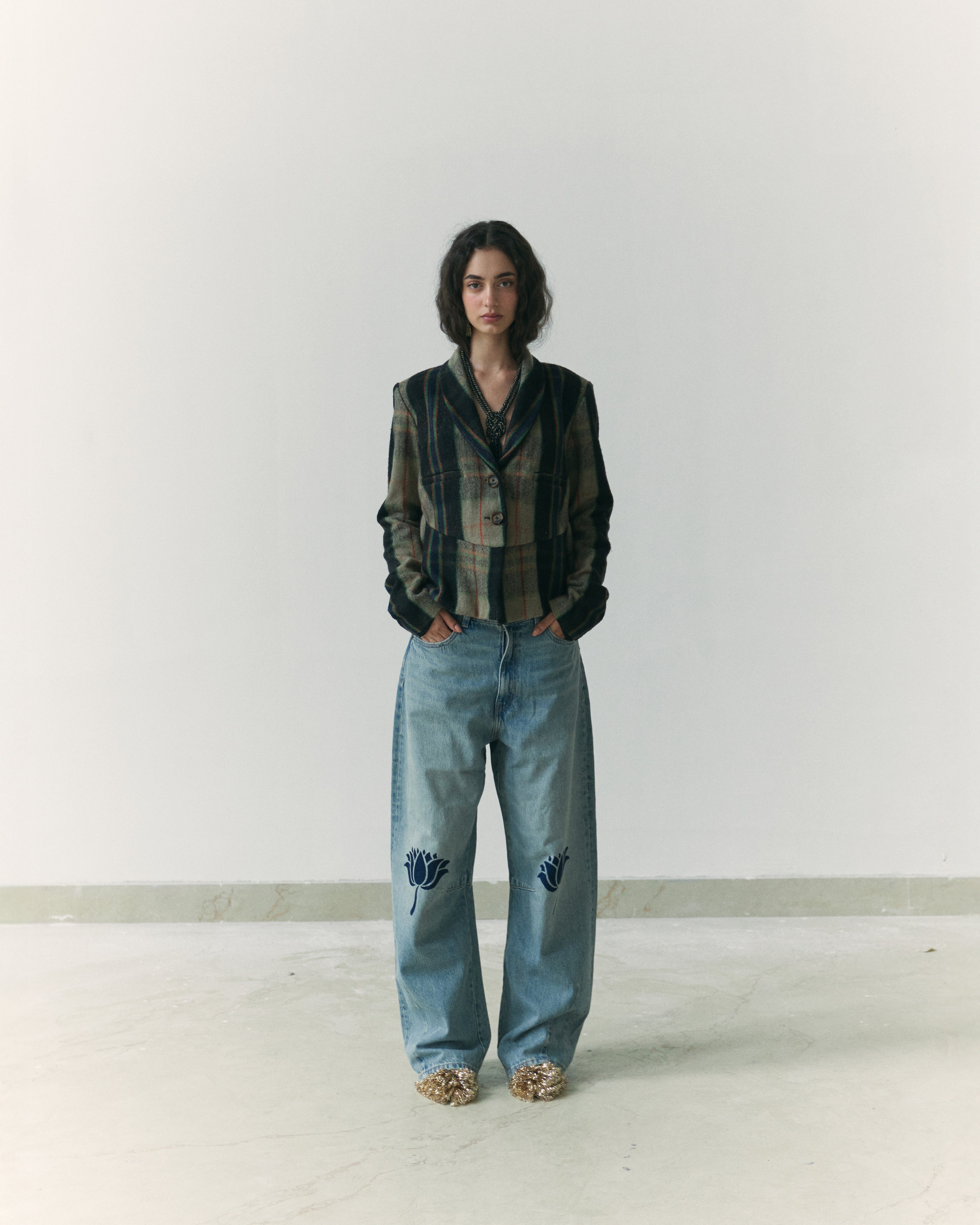 Lotus Upcycled Denim Handwoven Wool Jacket