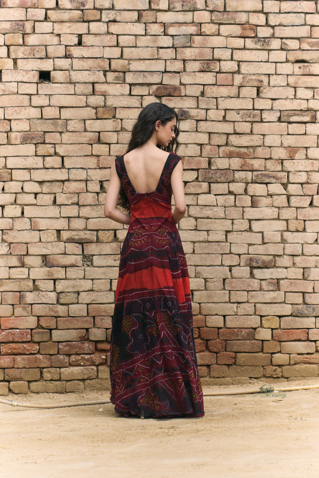 Hand Tie Dye Odhni Long Dress