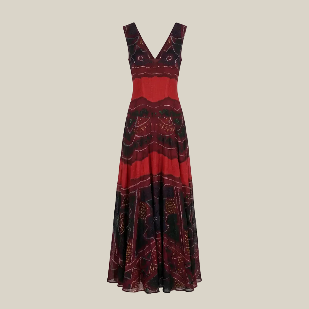 Hand Tie Dye Odhni Long Dress