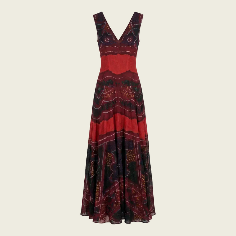 Hand Tie Dye Odhni Long Dress