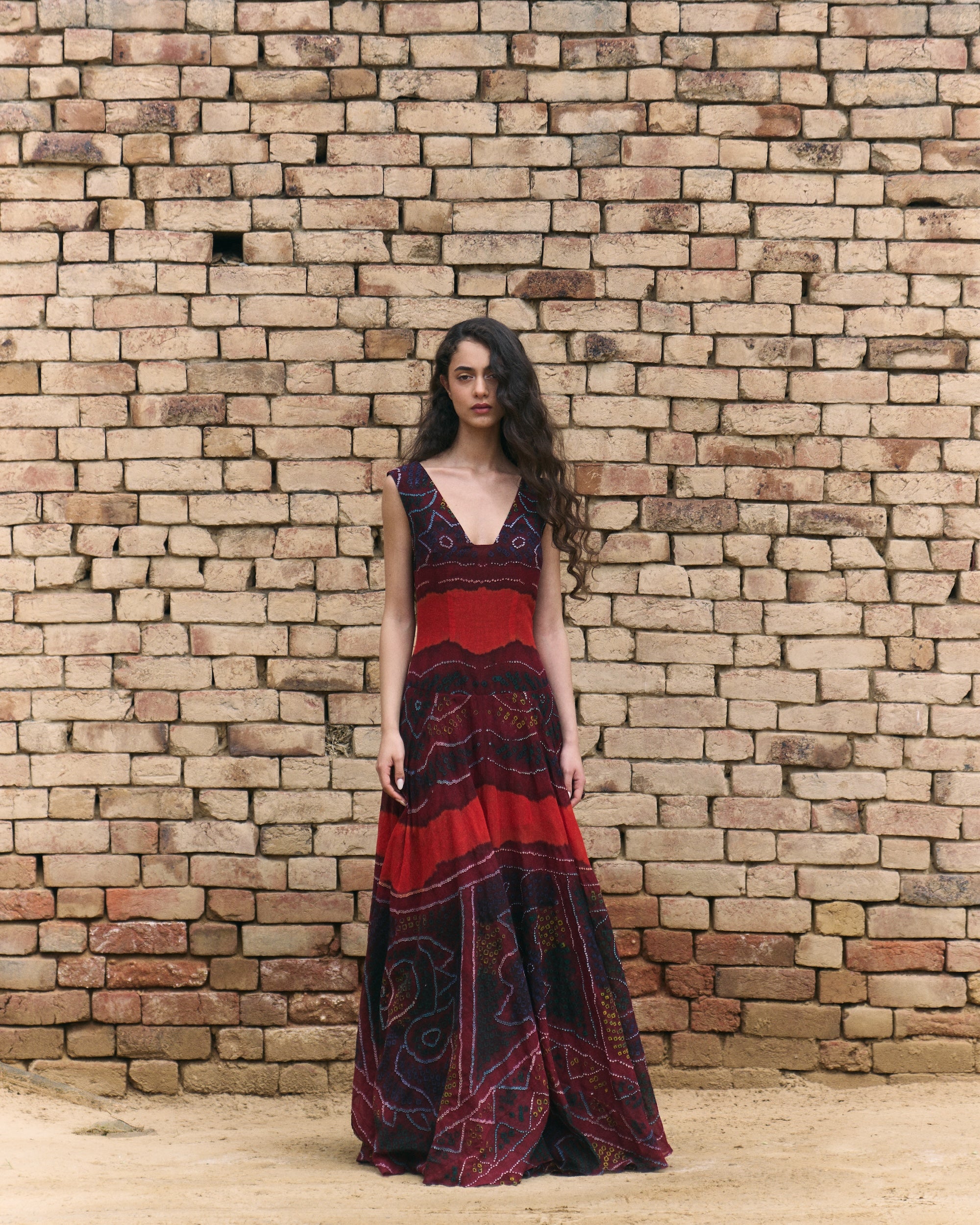 Hand Tie Dye Odhni Long Dress