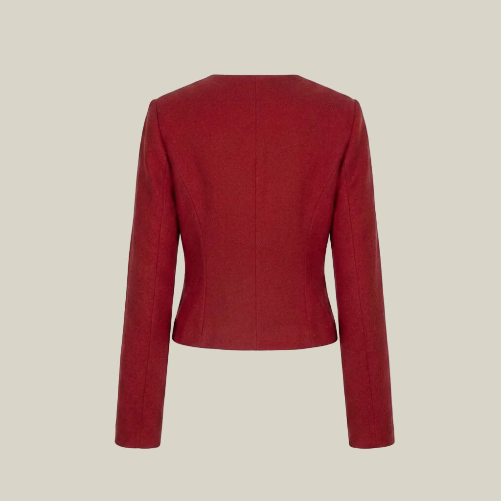 Red Hand Woven Khadi Wool Jacket