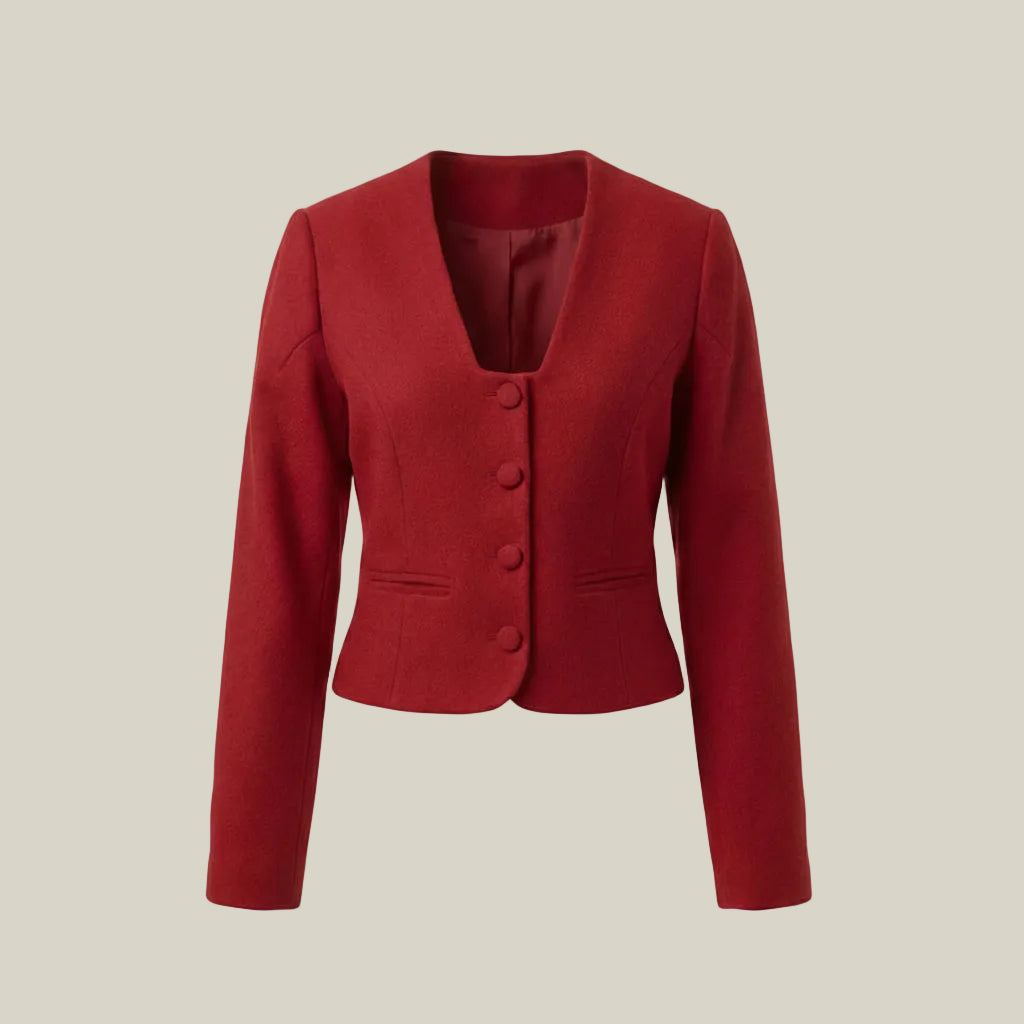 Red Hand Woven Khadi Wool Jacket