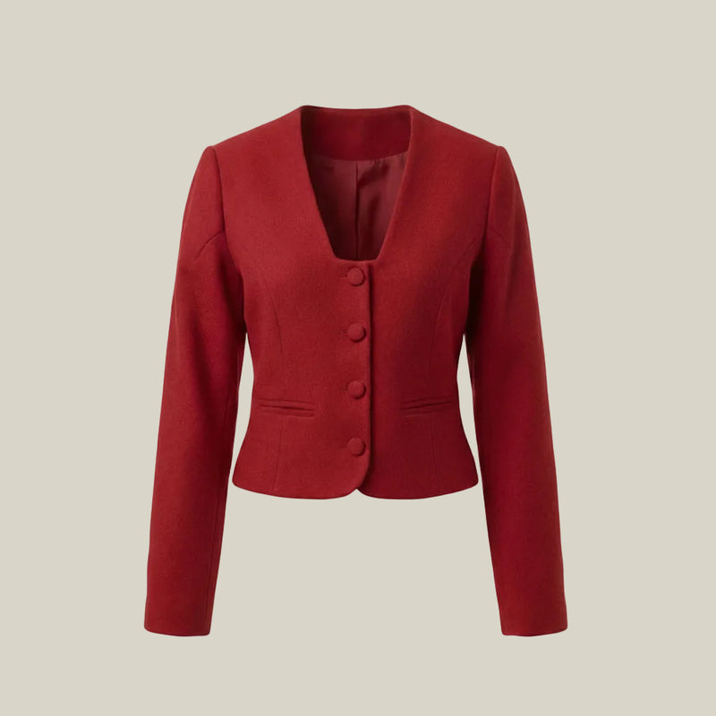 Red Hand Woven Khadi Wool Jacket