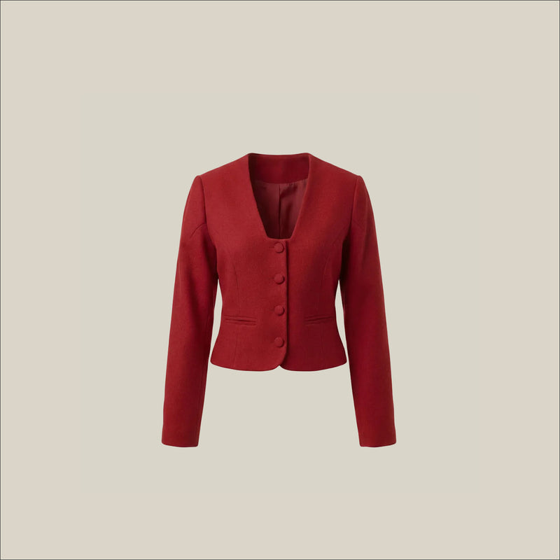 Red Hand Woven Khadi Wool Jacket