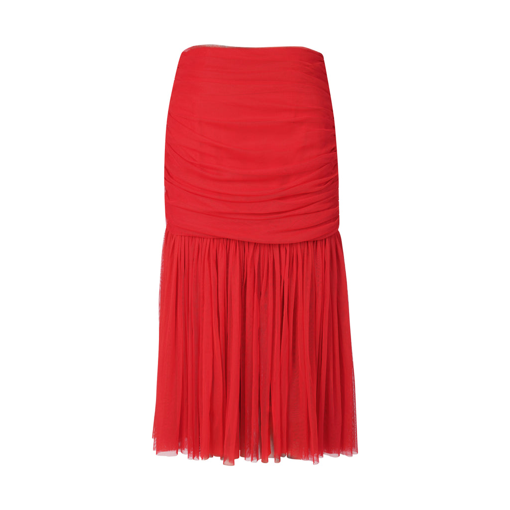 Red Gathered Skirt