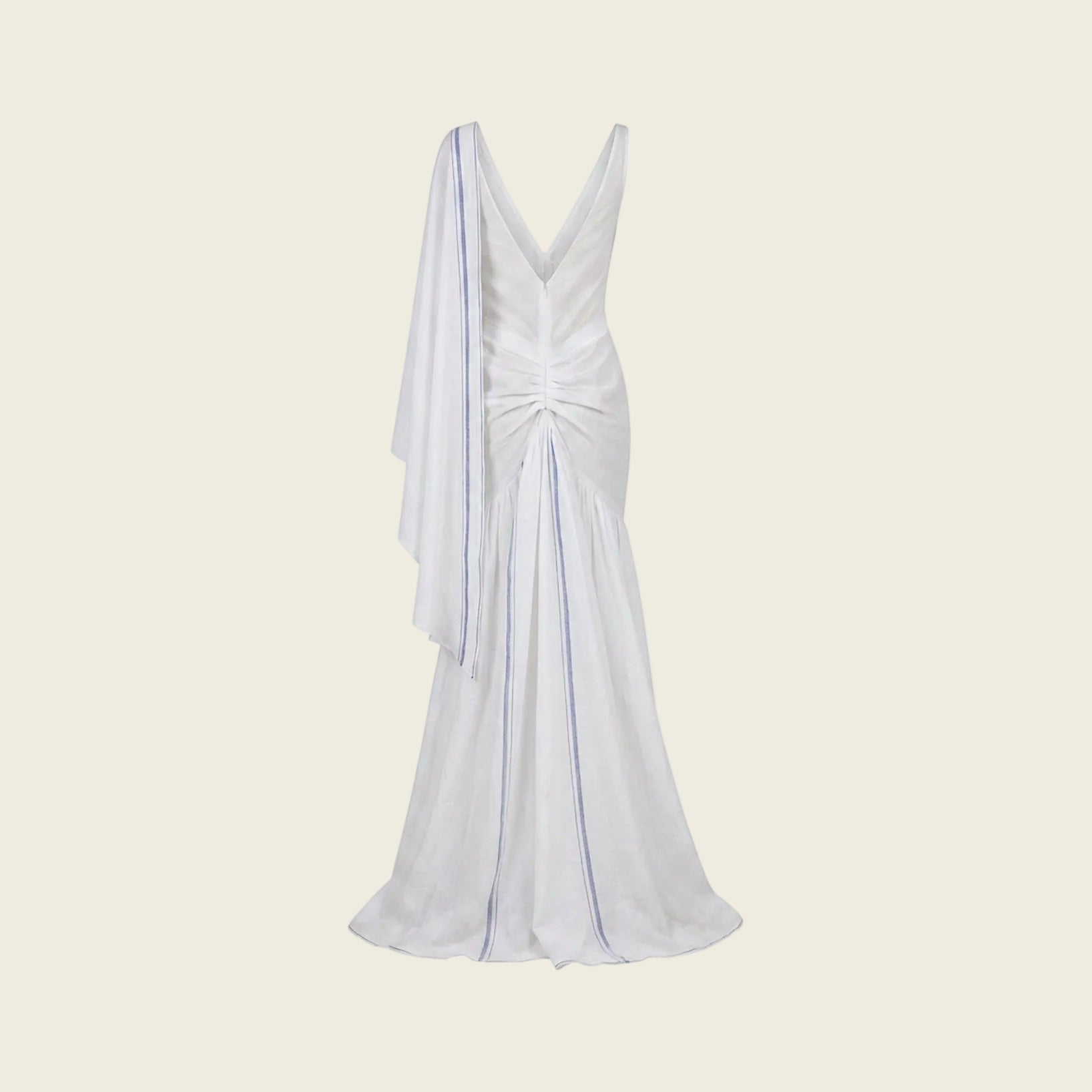 White Handwoven Khadi Cotton Dhoti Draped Dress