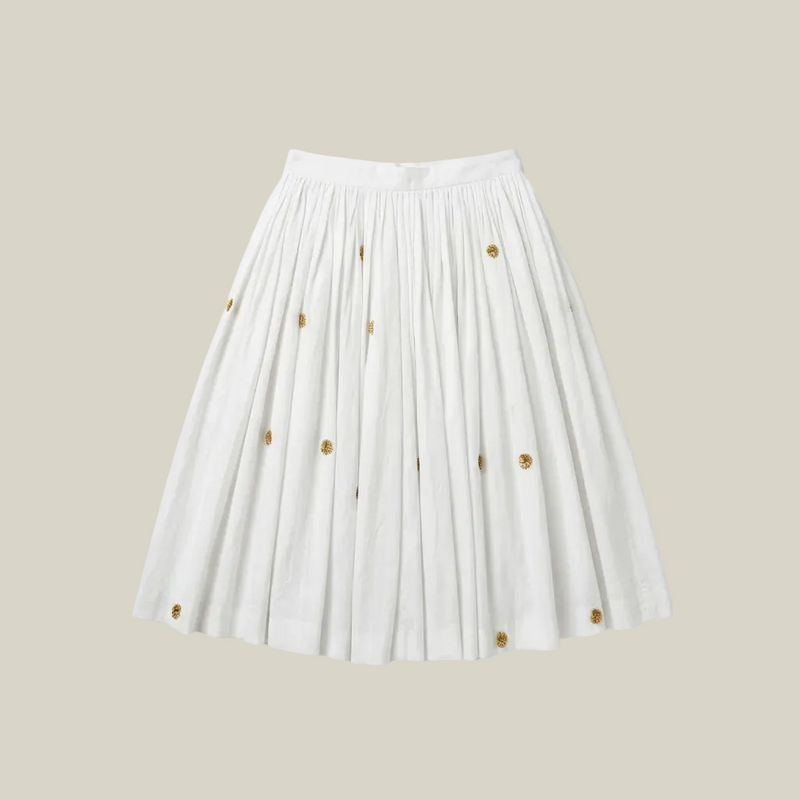 White pleated handwoven cotton skirt
